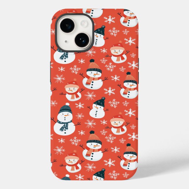 Cute Snowman Snowflake Seamless Pattern Christmas Case-Mate iPhone Case (Back)