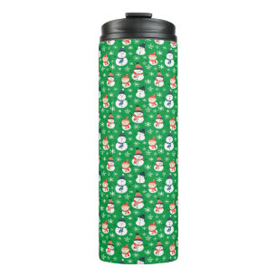 Cute Snowman Snowflake Seamless Pattern Christmas Thermal Tumbler