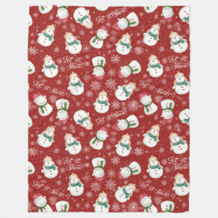 Cute Snowman Snowflake Whimsical Christmas Cozy Fleece Blanket