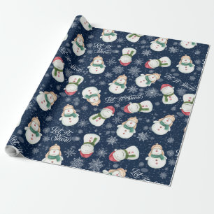 Cute Snowman Snowflake Whimsical Christmas Wrapping Paper