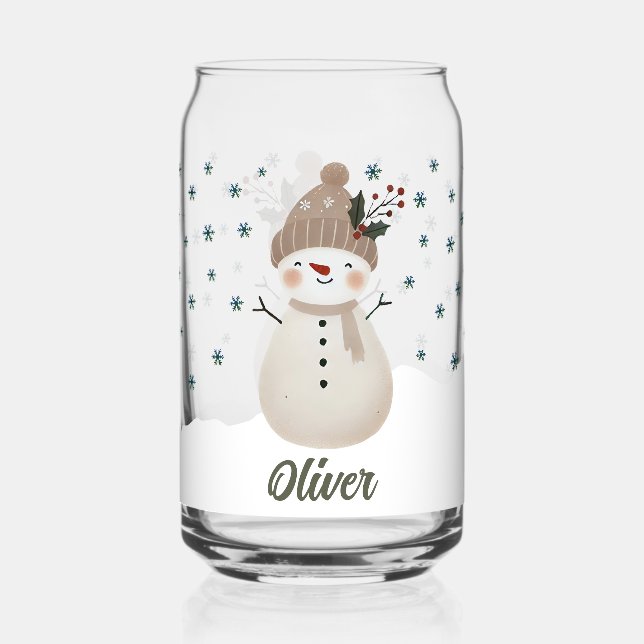 Cute Snowman Snowflakes Kids Name (Recto)
