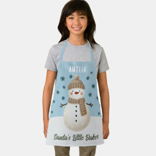 Cute Snowman Snowflakes Santa's Little Baker Kid Apron