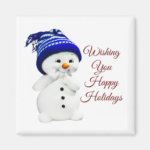 Cute Snowman Square Magnet