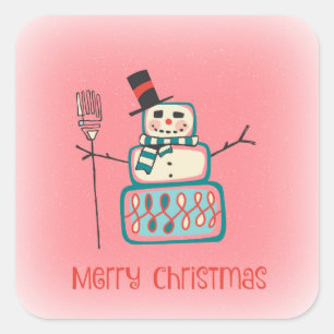 Cute Snowman Square Sticker