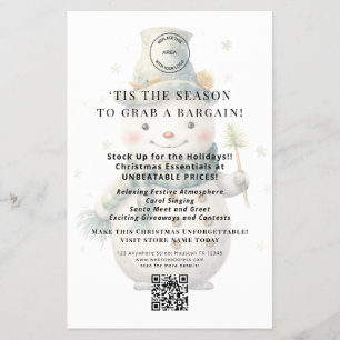 Cute Snowman Store Christmas Offers QR Code Flyer