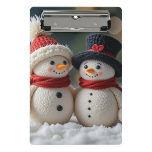 cute snowman together mini clipboard