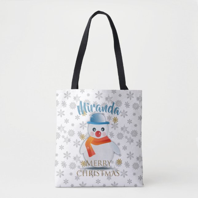 Cute Snowman Tote Bag (Front)