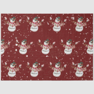 Cute Snowman Watercolor Merry Christmas Typography Tissue Paper