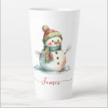 Cute Snowman Watercolor Personalized Christmas Latte Mug<br><div class="desc">Cute Snowman Watercolor Personalized Christmas Latte Mug</div>