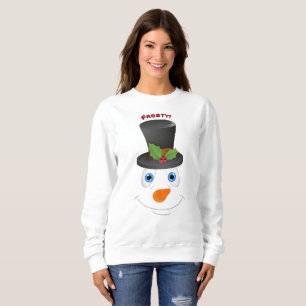 Cute Snowman Wearing Hat Customizable Message Sweatshirt