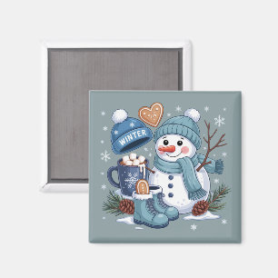 Cute Snowman Winter Season Vibes Christmas Holiday Magnet