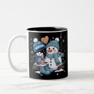Cute Snowman Winter Season Vibes Christmas Holiday Two-Tone Coffee Mug