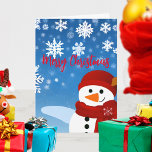 Cute Snowman Winter Wonderland Merry Christmas  Card<br><div class="desc">Personalized Christmas card design featuring a cute illustration of a snowman on a blue gradient background with snowflakes. The text is fully customizable. To change it use the Personalize option. For more changes,  such as changes to the font,  font colour or text layout,  use the Edit design tool option.</div>