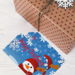 Cute Snowman Winter Wonderland Merry Christmas Gift Tags<br><div class="desc">Personalized Christmas sticker featuring a cute illustration of a snowman on a blue gradient background with snowflakes. The text is fully customizable. To change it use the Personalize option. For more changes,  such as changes to the font,  font colour or text layout,  use the Edit design tool option.</div>