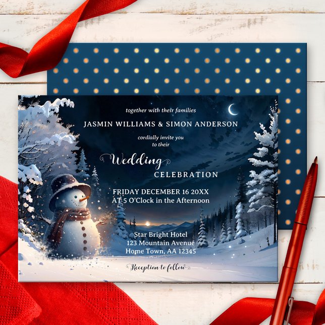 Cute Snowman Winter Wonderland Wedding  Invitation (Creator Uploaded)