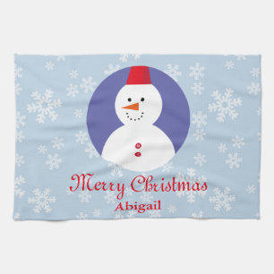 Cute Snowman Wintry Christmas Kitchen Towel