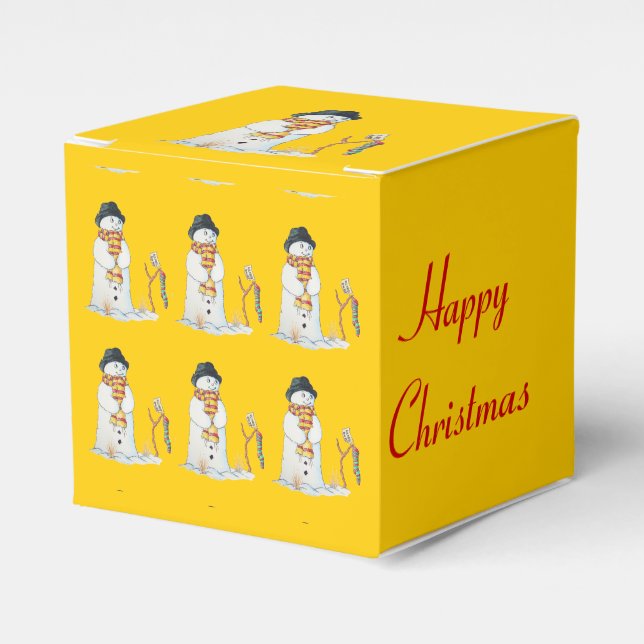 Cute snowman with Christmas stocking Favor Box (Front Side)