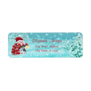 Cute Snowman With Santa Hat, Forest