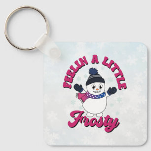 Cute Snowman With Scarf in Bisexual Flag Colours Keychain
