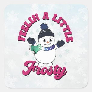 Cute Snowman With Scarf in Gay Flag Colours Square Sticker