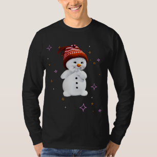 Cute Snowman with snowflakes gift for Christmas T-Shirt