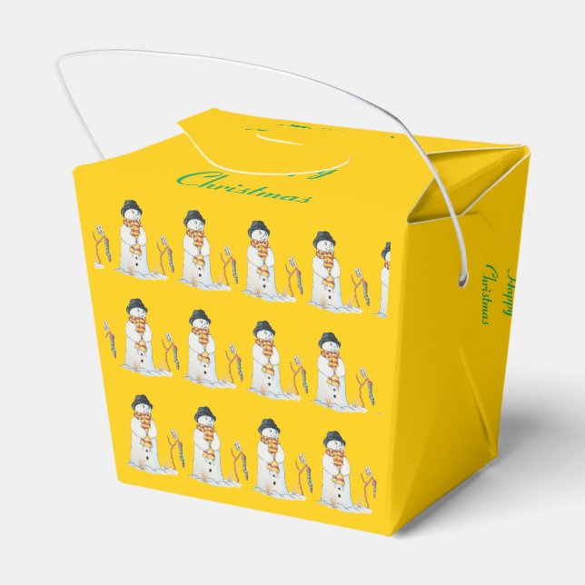 Cute snowman with stocking for christmas favor box (Back Side)