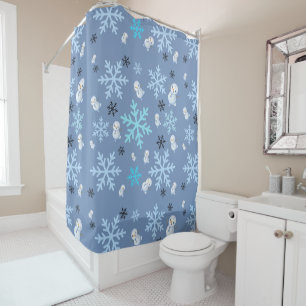 Cute snowmen and snowflakes in teal blue