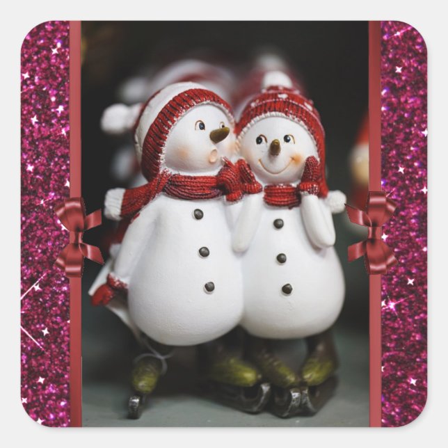 Cute Snowmen Christmas Sticker (Front)
