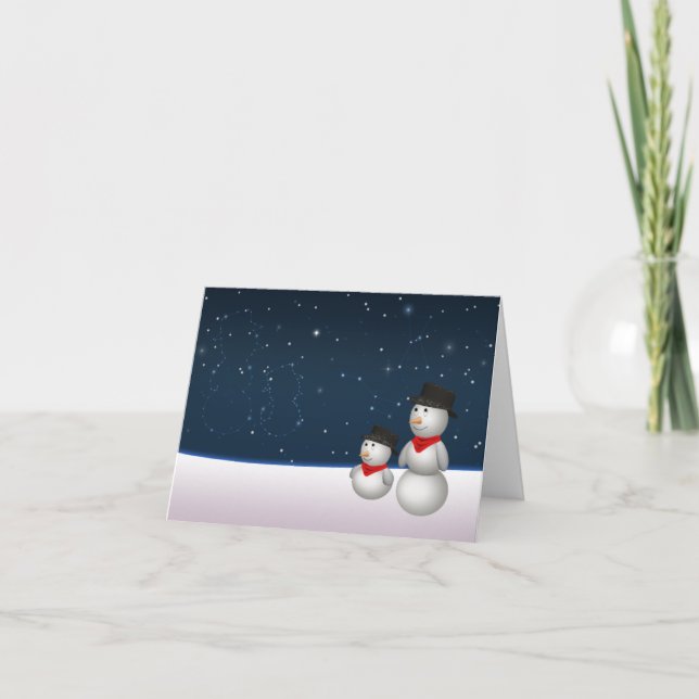 Cute Snowmen Constellation Holiday Card (Front)