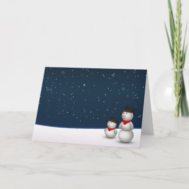 Cute Snowmen Constellation Holiday Card (Front)