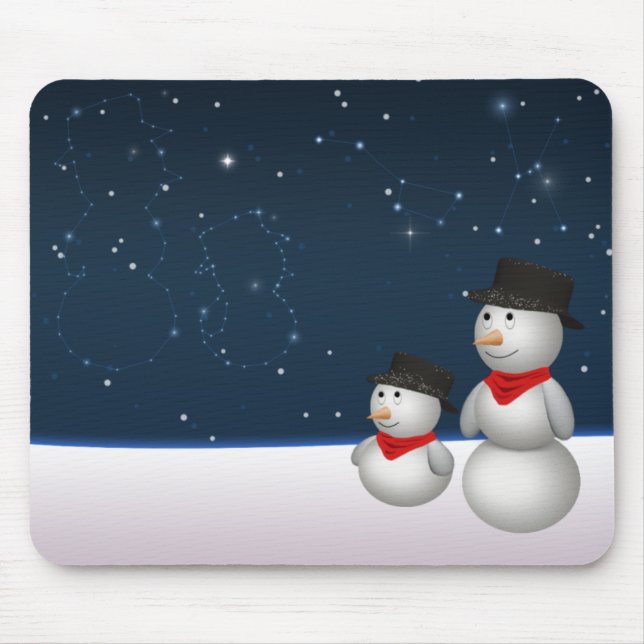 Cute Snowmen Constellation Mouse Pad (Front)