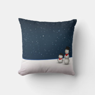 Cute Snowmen Constellation Throw Pillow