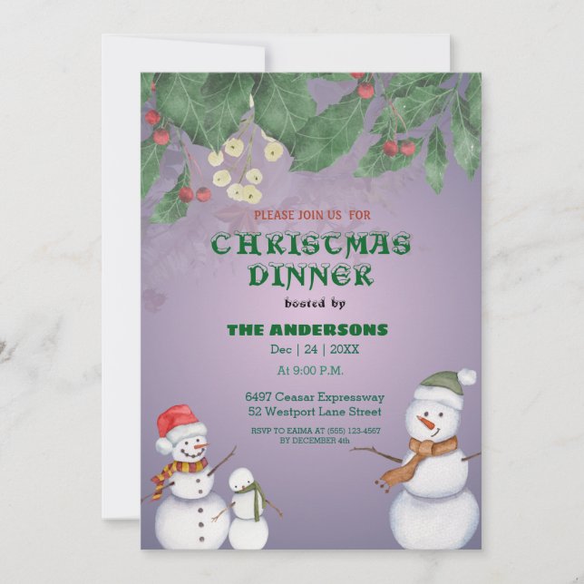 Cute Snowmen Family Christmas Invitation (Front)
