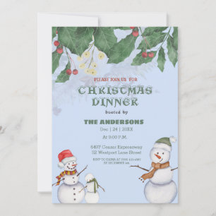 Cute Snowmen Family Christmas Invitation