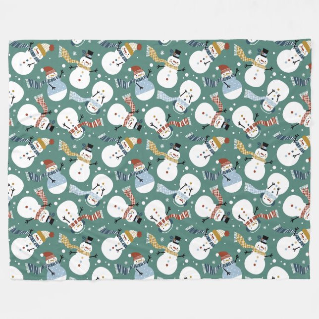 Cute Snowmen Fleece Blanket (Front (Horizontal))