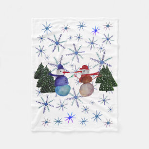 Cute Snowmen Fleece Blanket