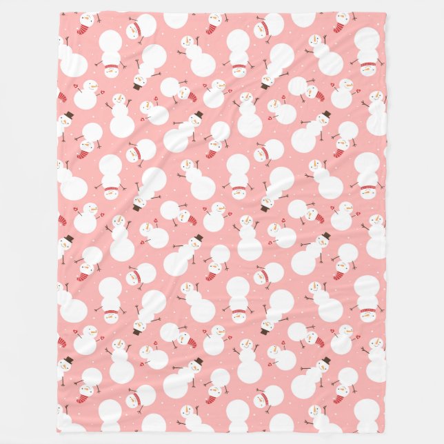Cute Snowmen Fleece Blanket (Front)