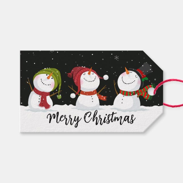Cute Snowmen Gift Tags (Front (Horizontal))