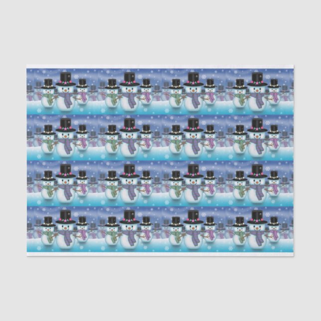 Cute Snowmen Holiday Tissue Paper (Front)