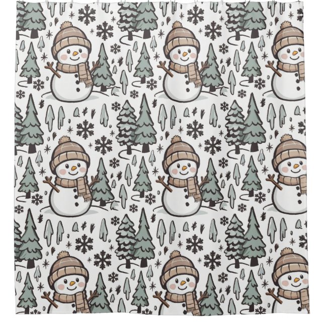 Cute Snowmen in the Forest Winter Scene (Front)