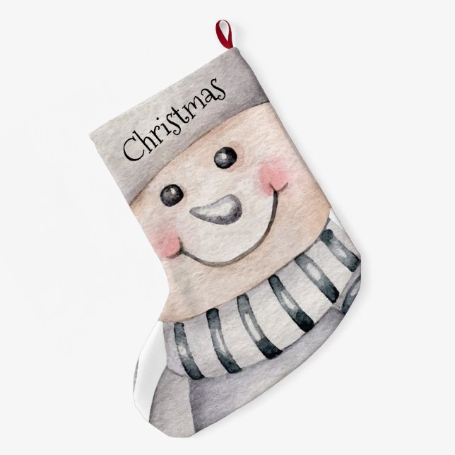 Cute Snowmen Large Christmas Stocking (Back (Hanging))