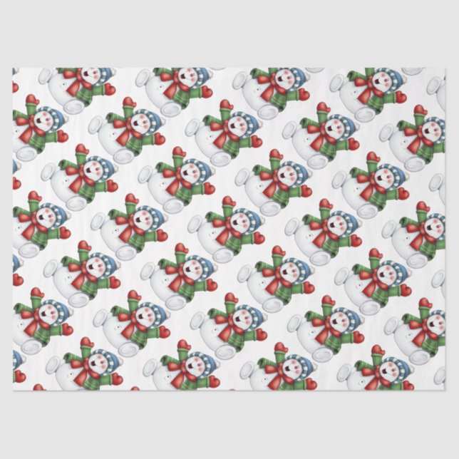 Cute Snowmen Tissue Paper (Front)