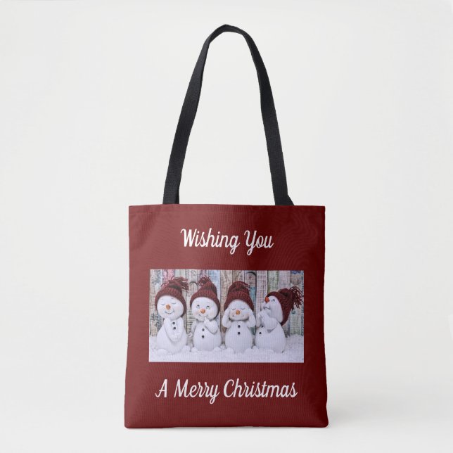 Cute Snowmen Tote Bag (Front)
