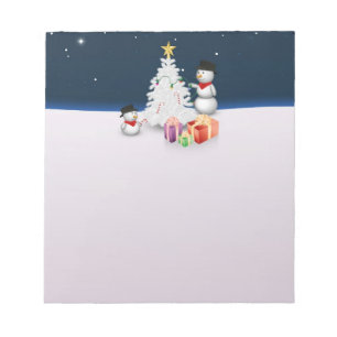 Cute Snowmen with Christmas Tree Notepad