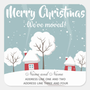 Cute Snowy Houses and Trees Square Sticker