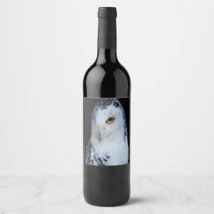 Cute Snowy Owl Wine Label