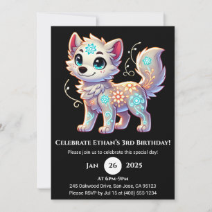Cute Snowy Pup Birthday Invitation