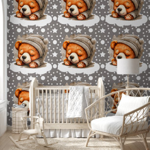 Cute Snuggle Bear Pattern Wallpaper
