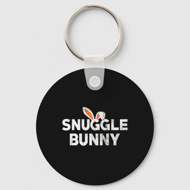 Cute Snuggle Bunny Easter Day Idea  Keychain (Front)