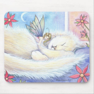 Cute Snuggling Cat and Fairy Mousepad